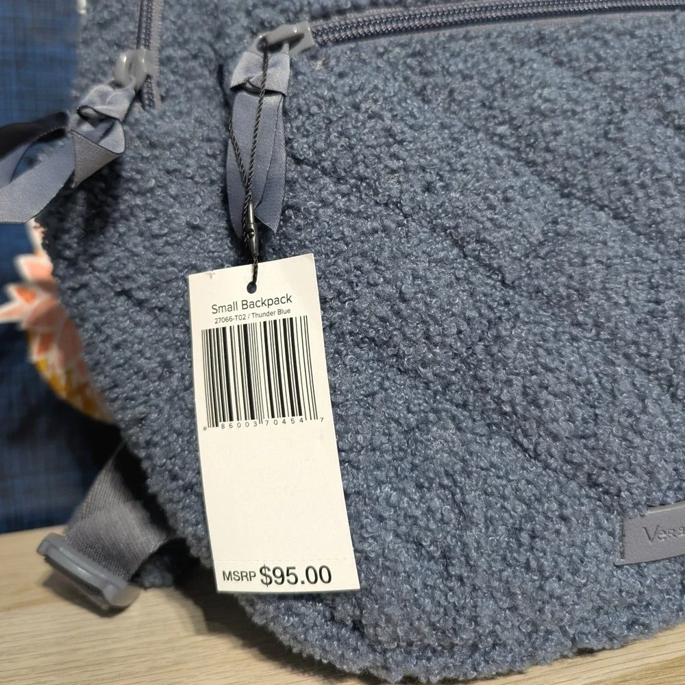 NEW Vera Bradley Sherpa Fleece Quilted Small Backpack Blue